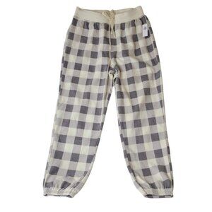 Old Navy Womens Gray White Plaid Fleece Pajama Pants Size M NWT